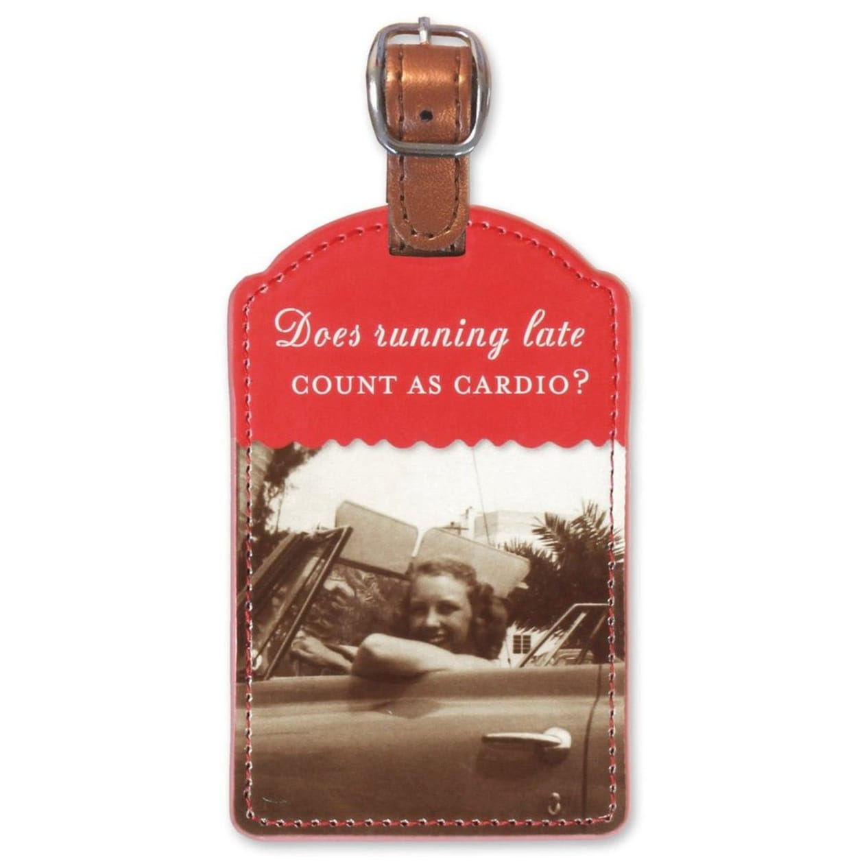 Does Running Late Count As Cardio Luggage Tag in Red