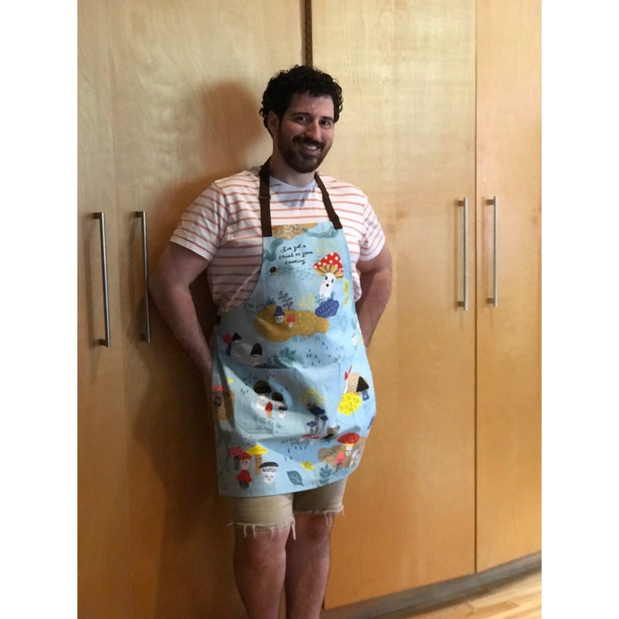 I've Got A Crush On Your Cooking Funny BlueQ Cooking and BBQ Apron Cute Mushroom and Toadstool Motif Unisex 2 Pockets Adjustable Strap 100% Cotton