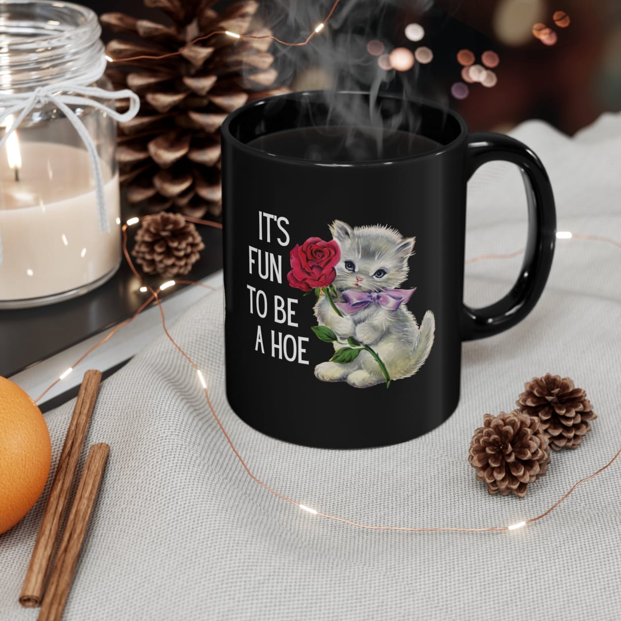 It's Fun to be a Hoe Black Kitten Mug