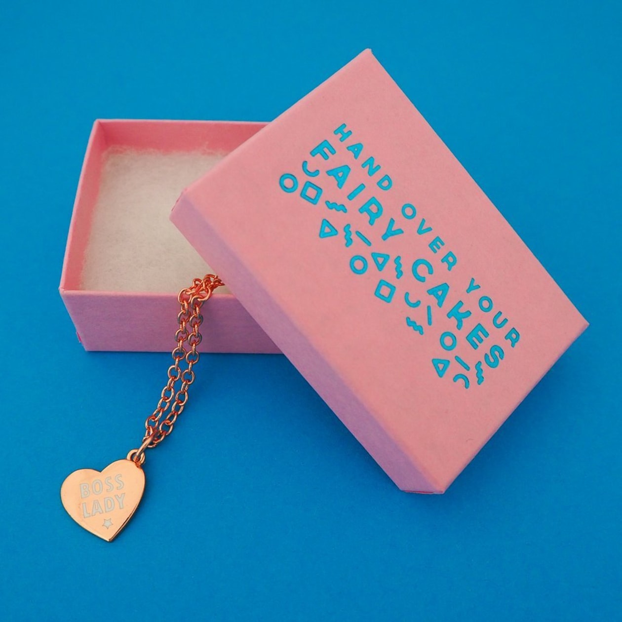 Boss Lady Rose Gold Heart Charm Necklace in Gift Box