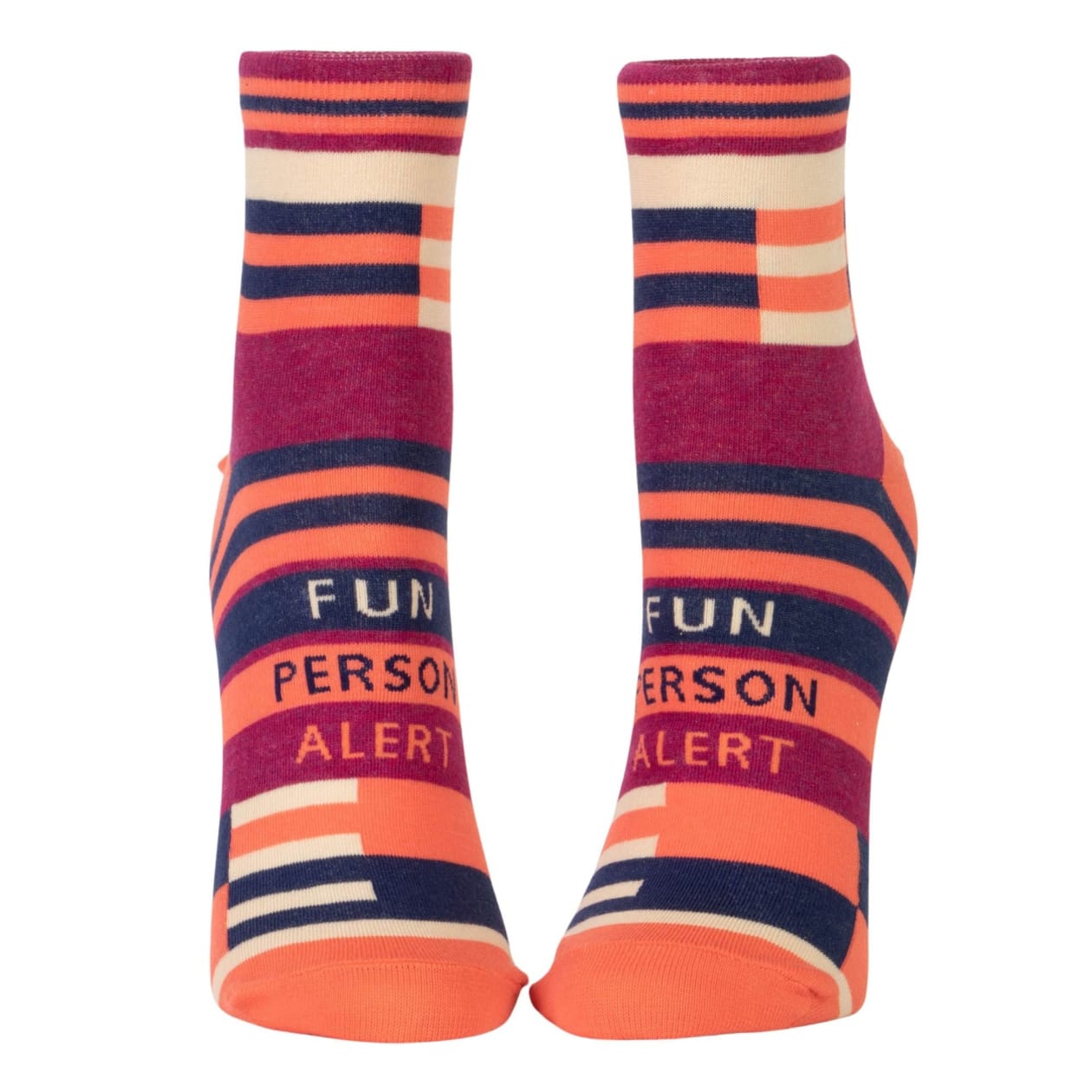 Fun Person Alert Women's Ankle Socks in Orange Stripe | BlueQ at GetBullish