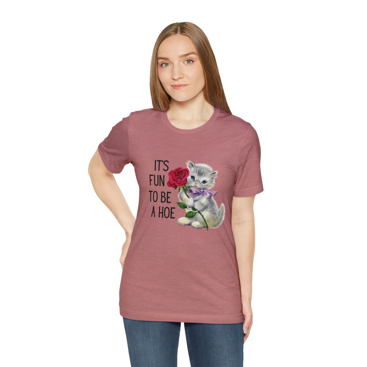 It's Fun to be a Hoe Jersey Short Sleeve Tee [Multiple Color Options] with Kitten Motif