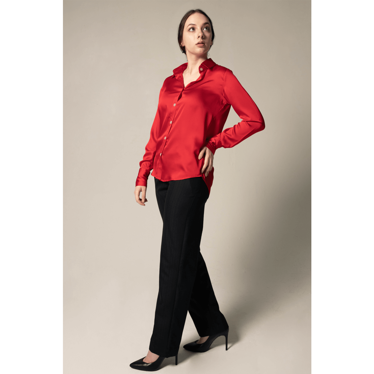 Luxe Silk Blouse in Red