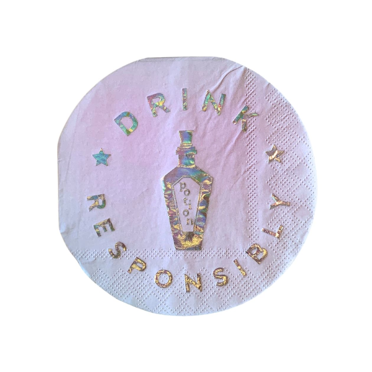 Drink Responsibly Silver Iridescent Potion Round Party/Beverage/Cocktail Napkins