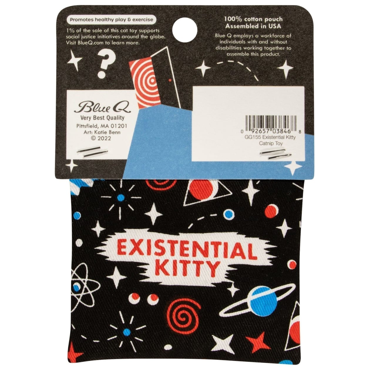 Existential Kitty Catnip Cat Toy | Premium Organic Catnip in Illustrated Cotton Pouch | BlueQ at GetBullish