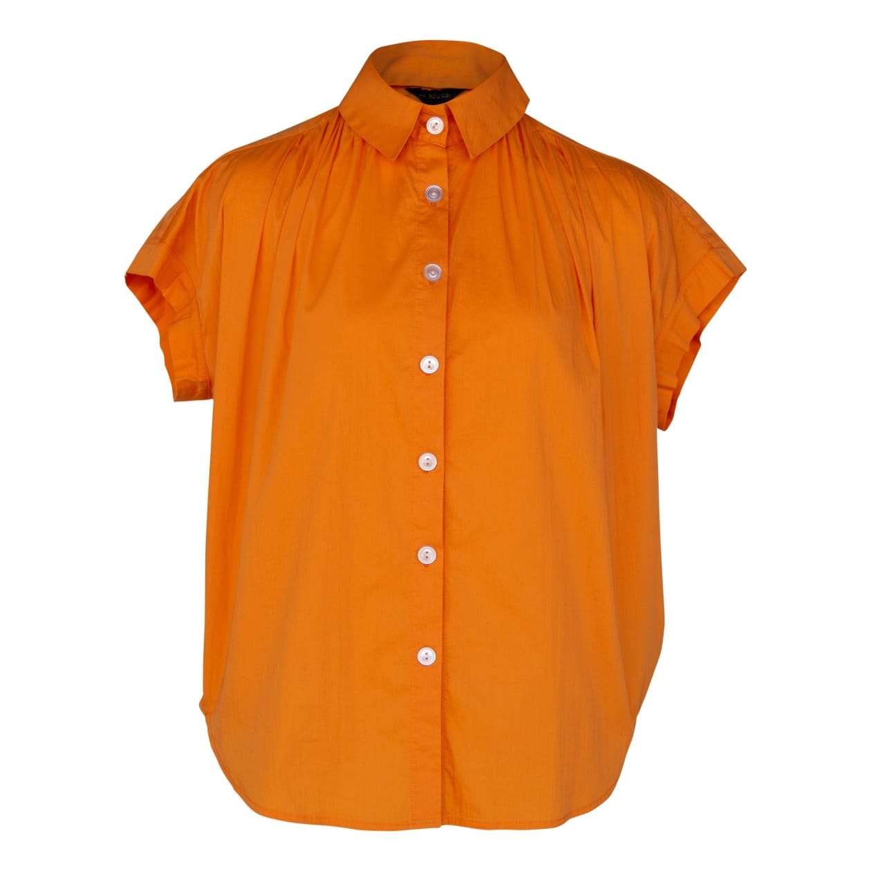 Women's Gather Collar Shirt in Orange