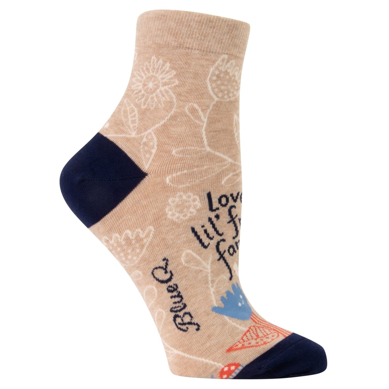 Love My Lil' Friend Family Women's Ankle Socks with Mushroom Flower Design | BlueQ at GetBullish
