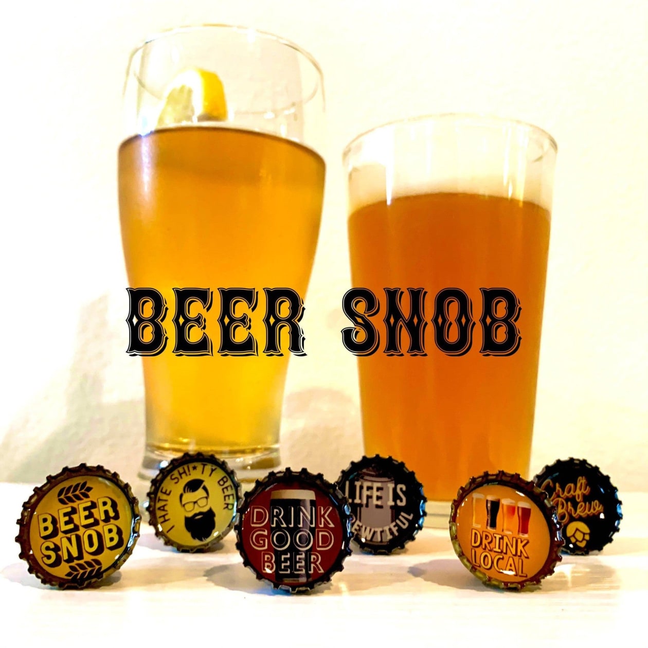 Beer Snob Magnets 6 Pack | Round Bottle-Cap Style Magnet Set in a Gift Tin