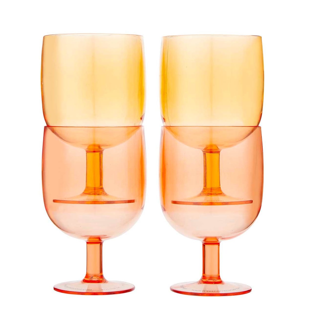 Stackable Stemmed Wine Glasses in Pink Orange | Acrylic | Set of 4