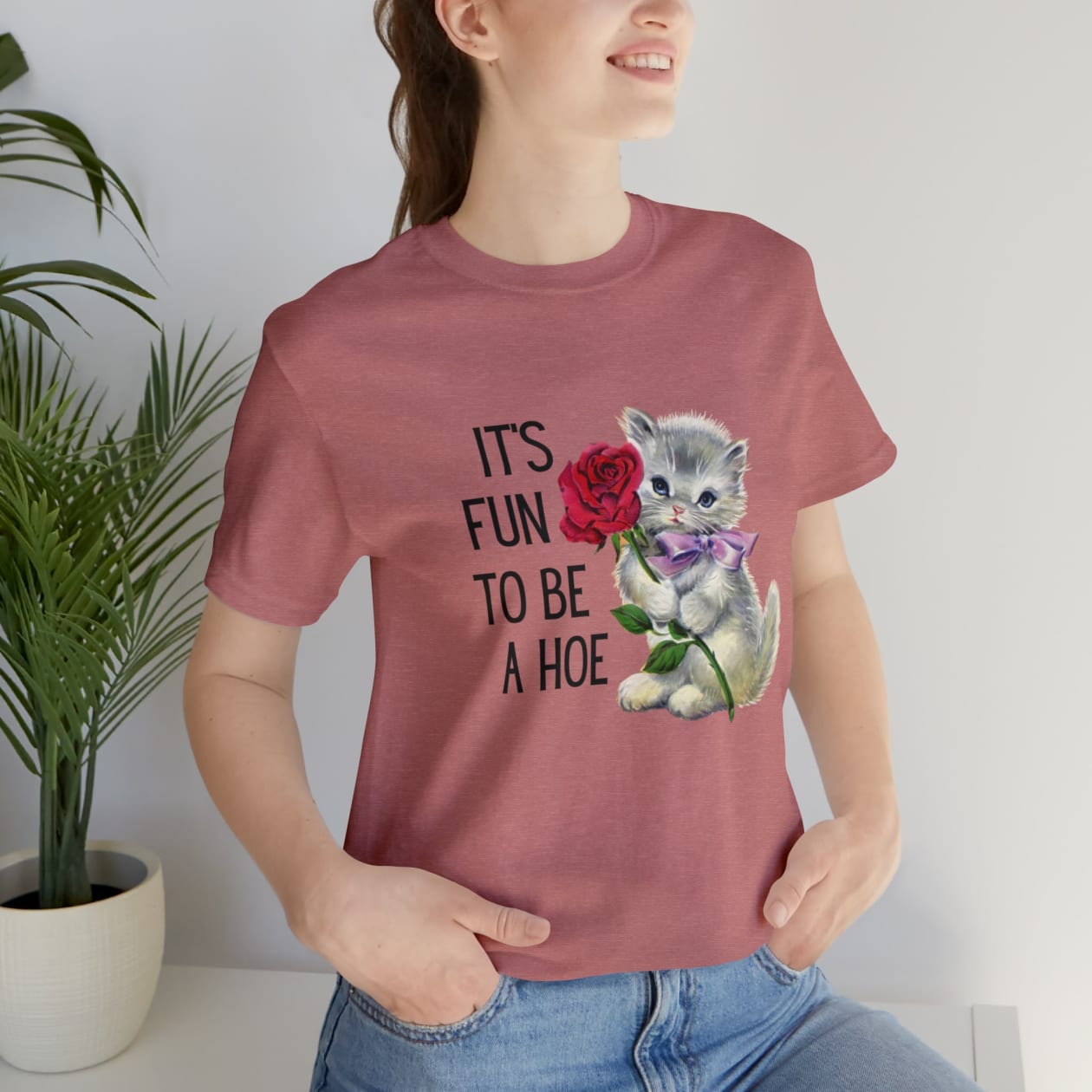 It's Fun to be a Hoe Jersey Short Sleeve Tee [Multiple Color Options] with Kitten Motif