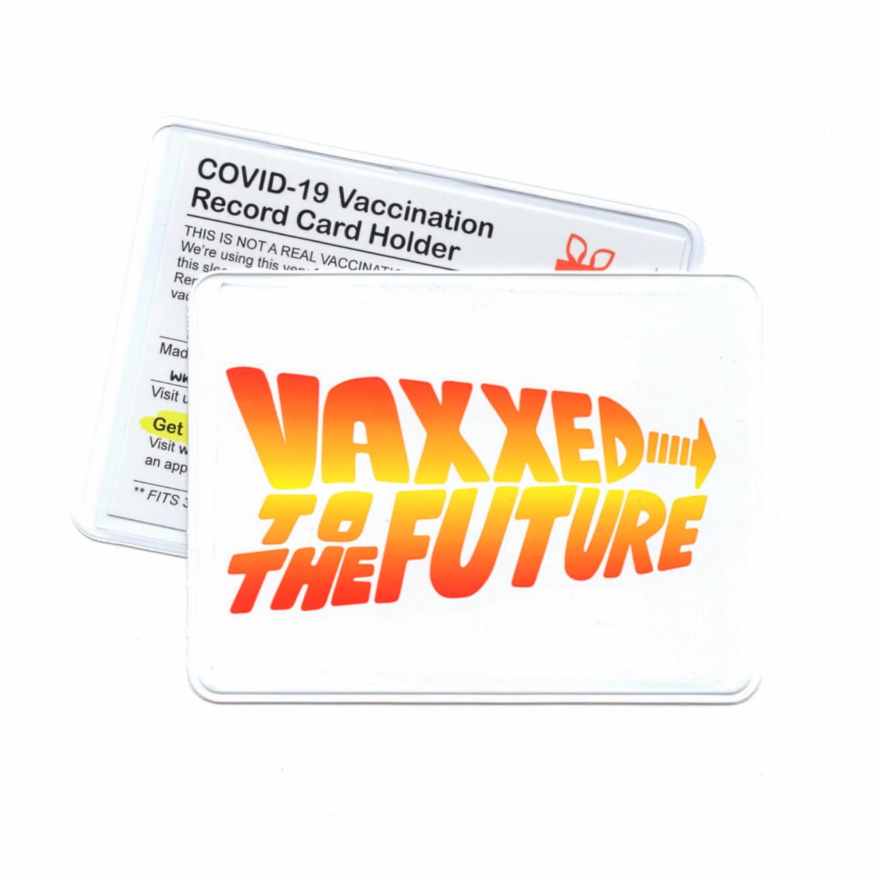 Vaxxed To The Future Flexible Vinyl Vaccination Card Holder in White or Black - Color: White