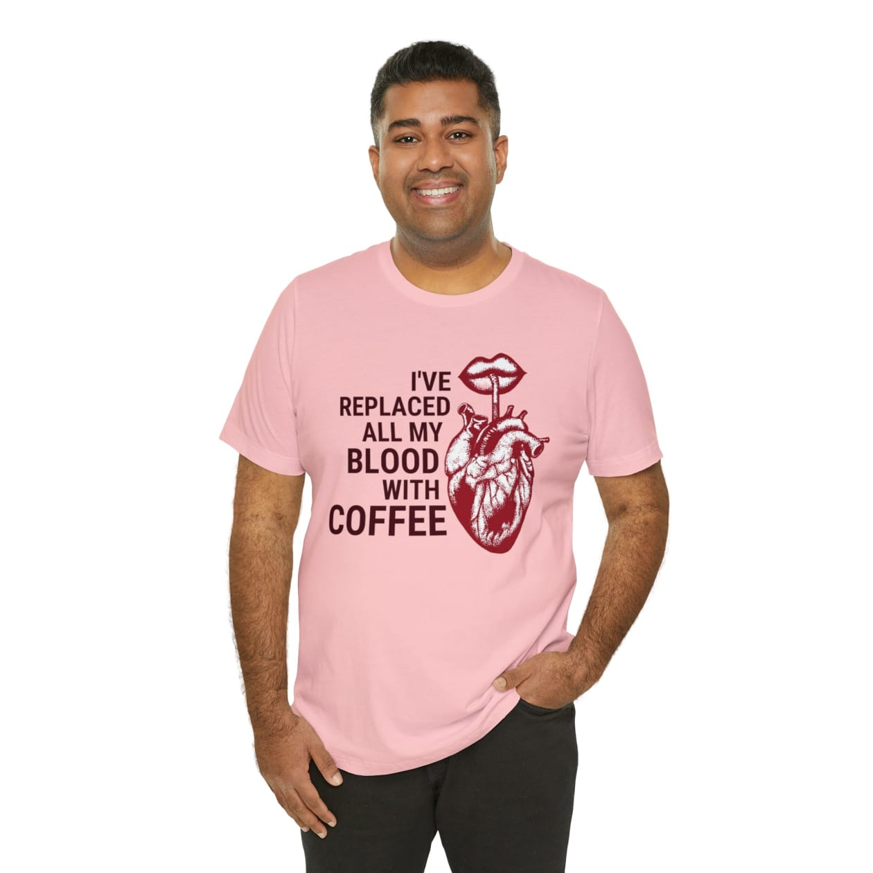 I've Replaced All My Blood With Coffee Jersey Short Sleeve Tee [Multiple Colors and Sizes]