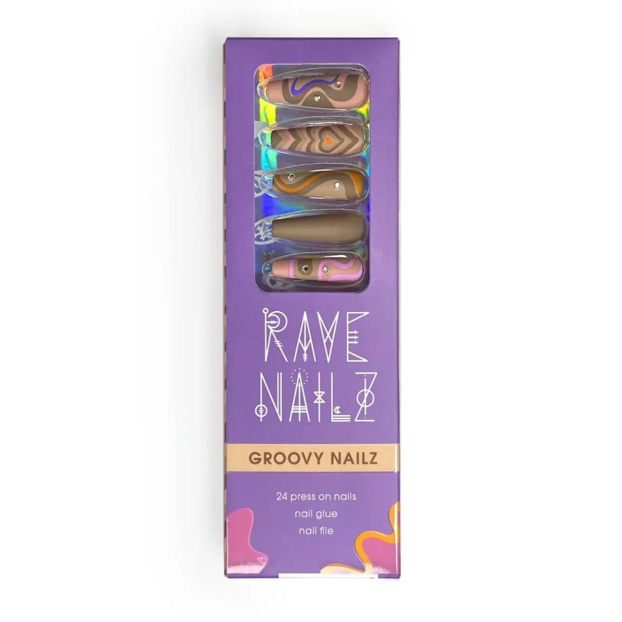 Matte Finish Groovy Nailz | Press On Nail Kit Includes 24 Nails