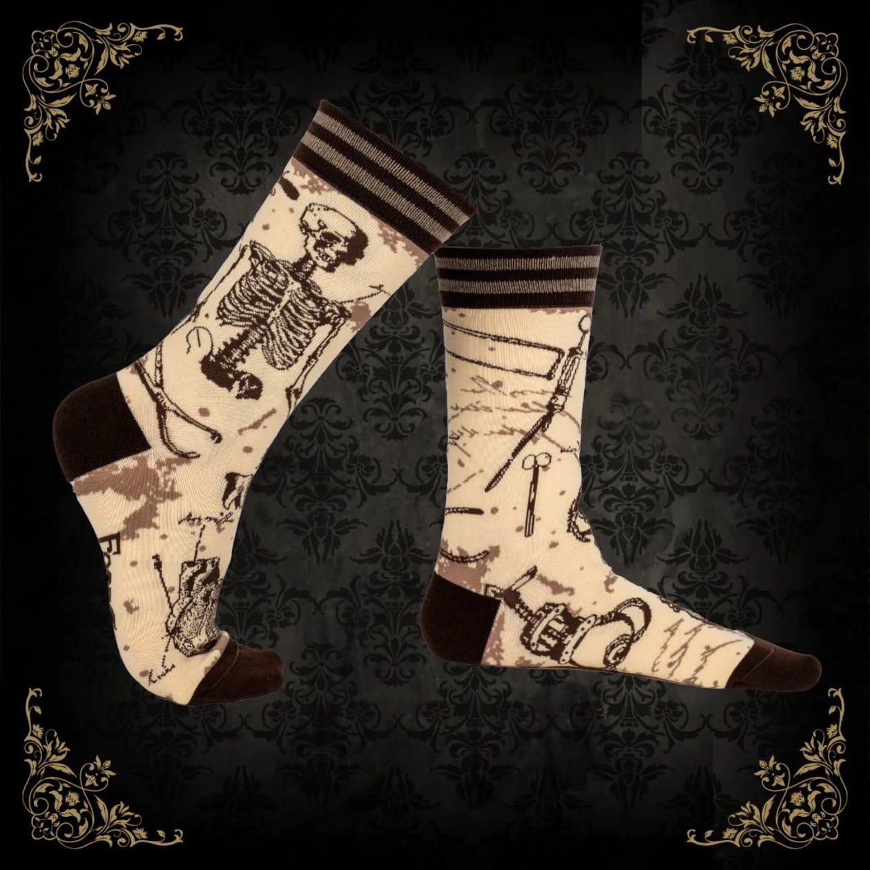 Antique Medical Crew Socks | Vintage Medical Tools Theme Design