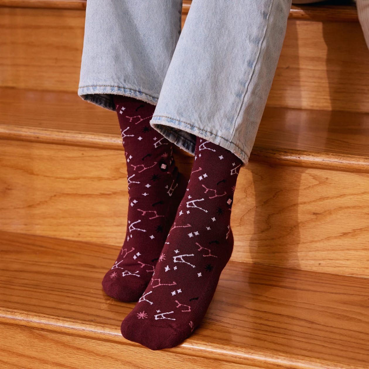 Men's Socks That Support Space Exploration - Maroon Constellations | Fair Trade | Fits Men's Sizes 8.5-13