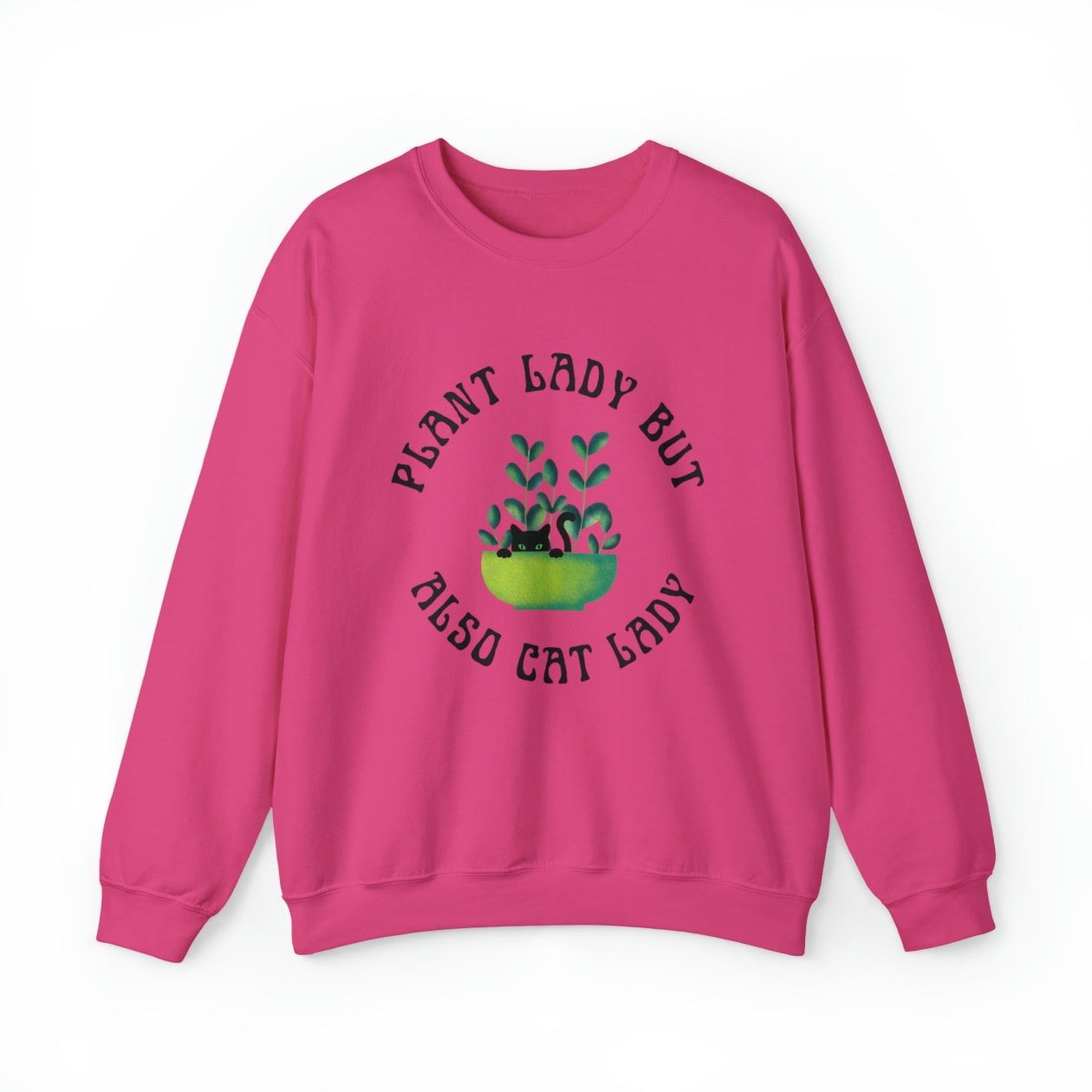 Plant Lady But Also Cat Lady Unisex Heavy Blend™ Crewneck Sweatshirt Sizes SM-5XL | Plus Size Available