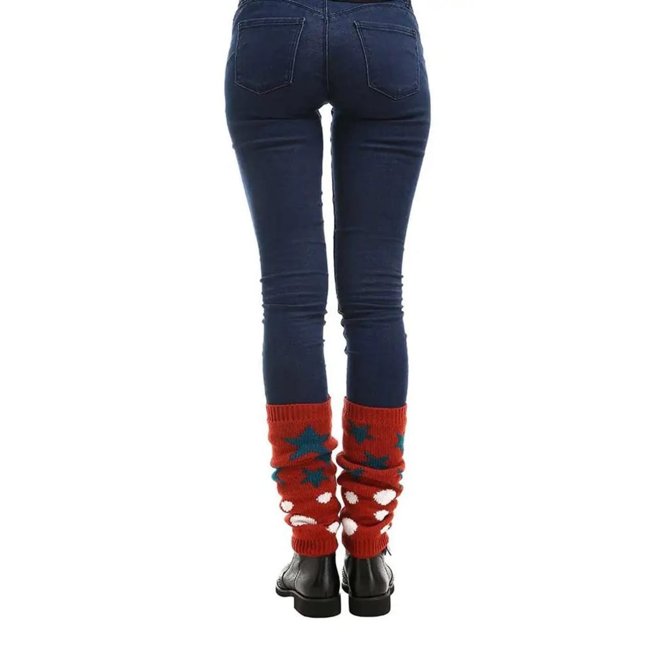 '80s Retro Red Varsity Short Leg Warmers | Stars and Polka Dots Print