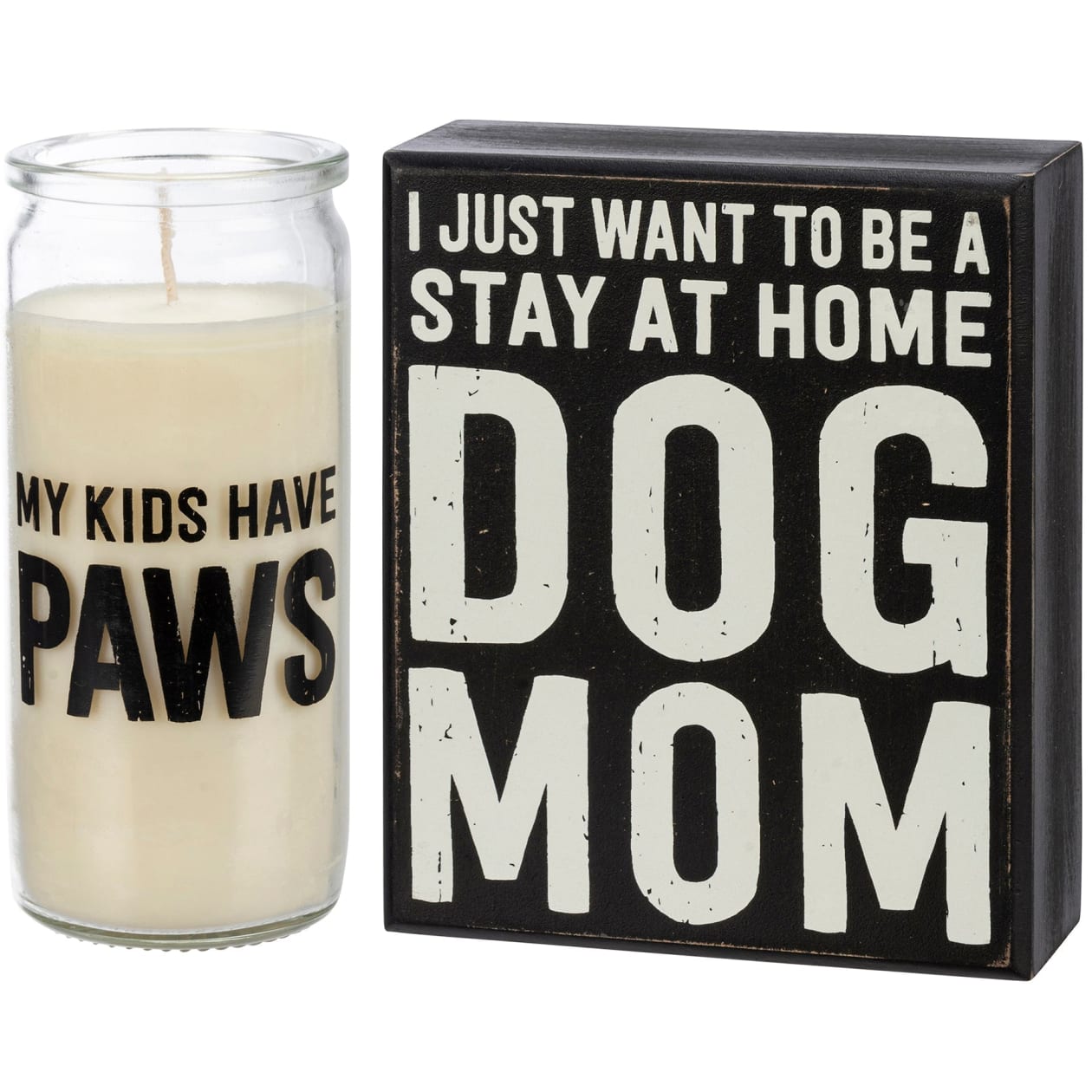 My Kids Have Paws Dog Mom Box Sign And Candle Giftable Set