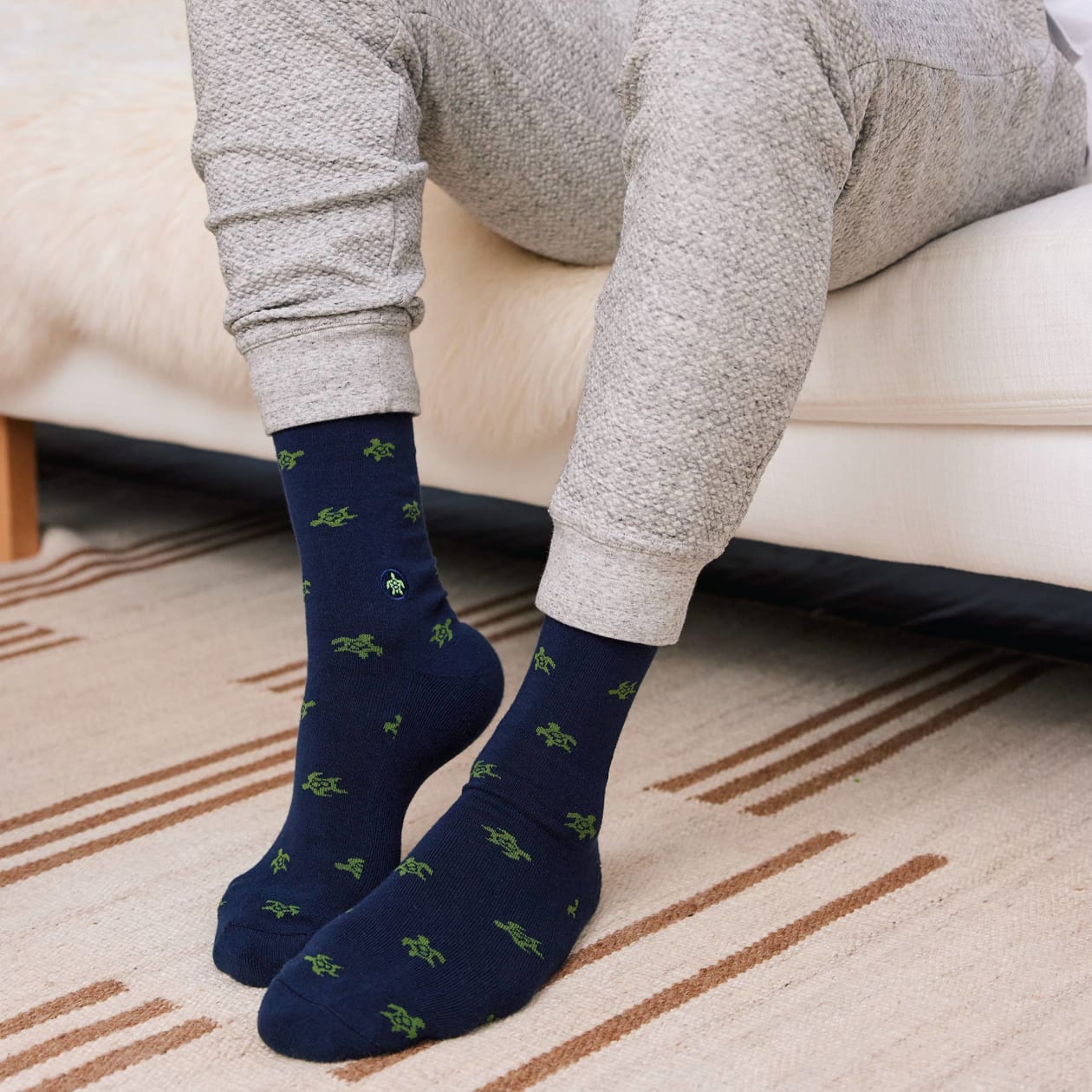 Men's Socks that Protect Turtles in Navy | Fair Trade | Fits Men's Sizes 8.5-13