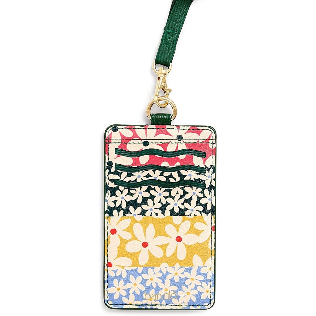 Ban.do Keep it Close Card Case With Lanyard, Daisies |  Leatherette Badge Holder