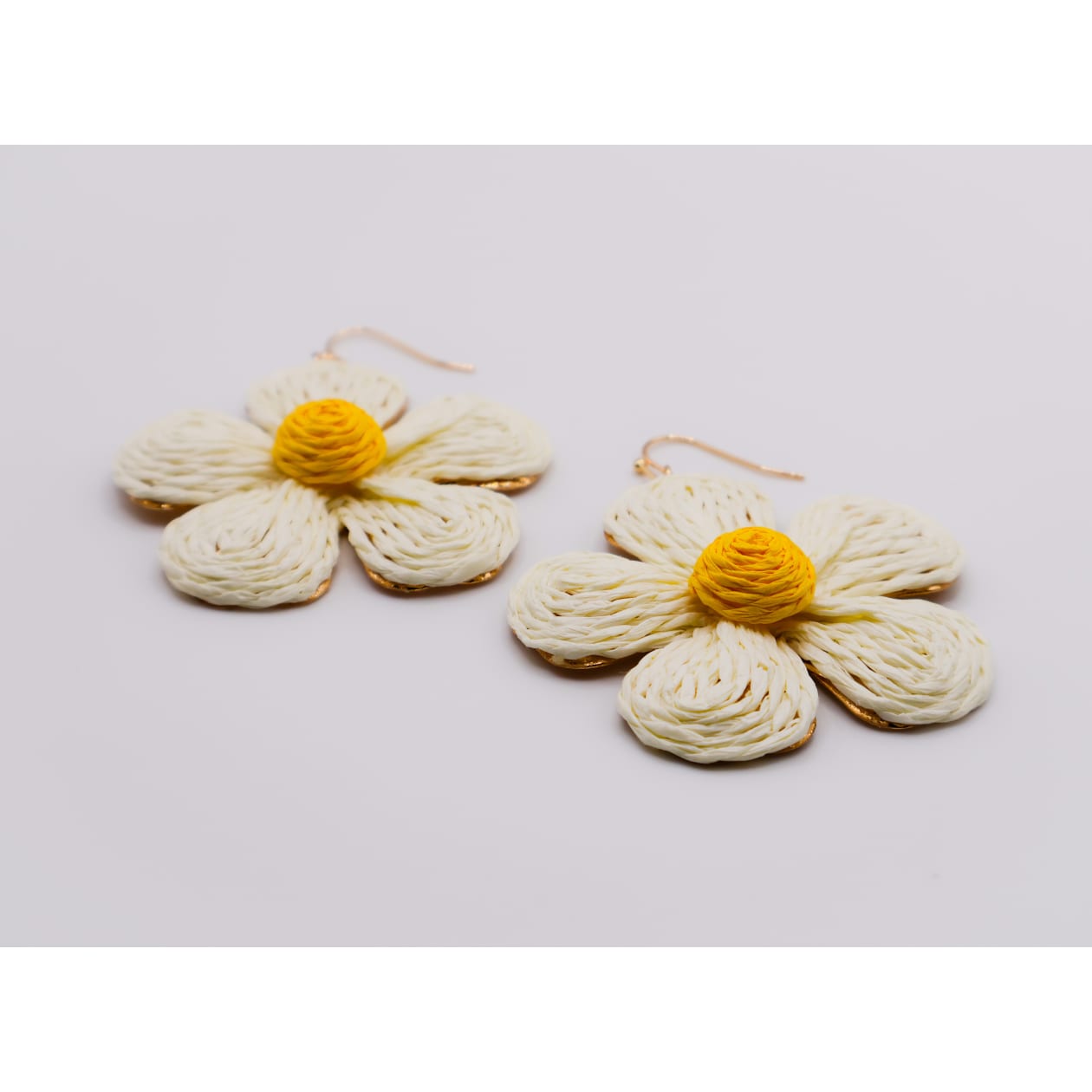 Golden Blooms Straw Earrings