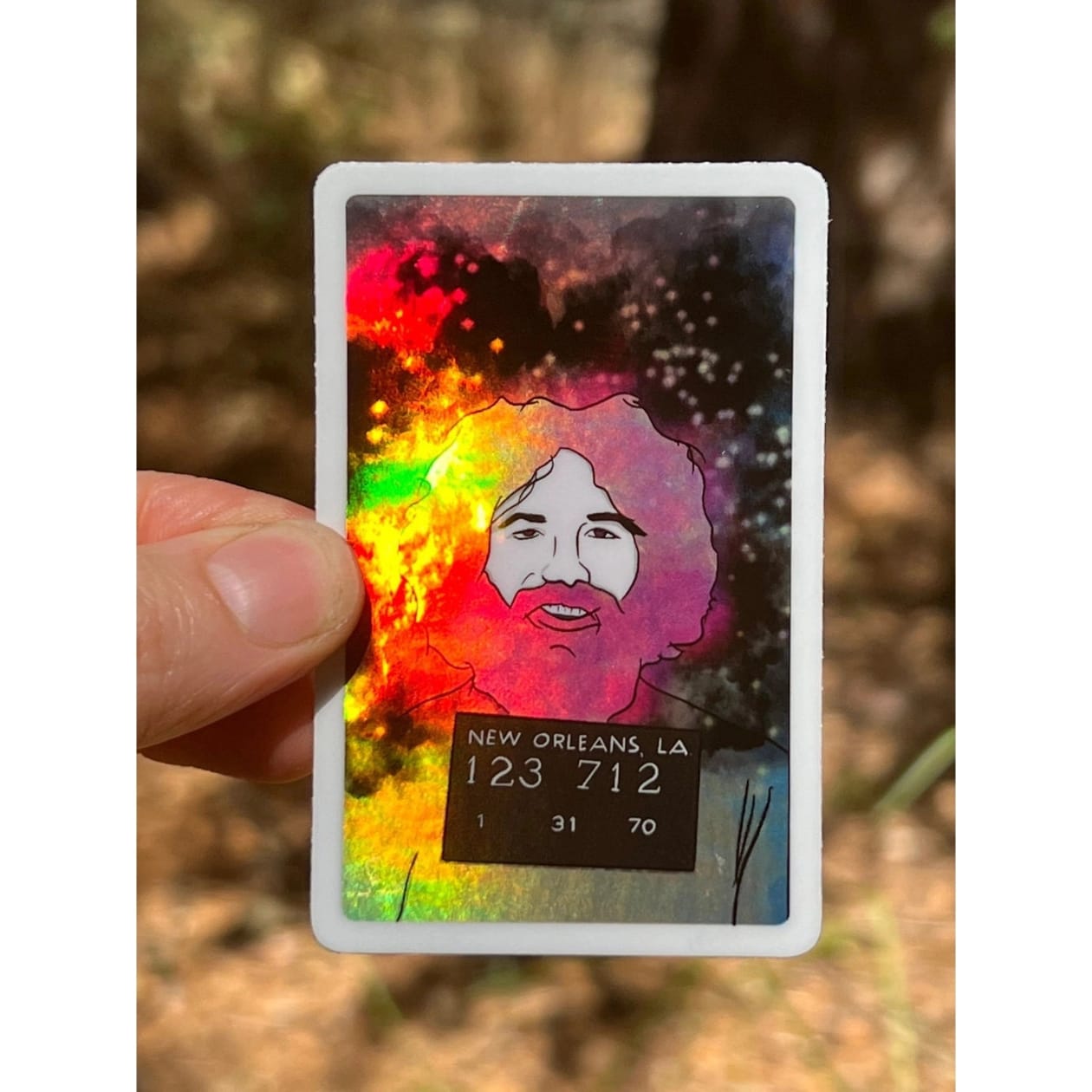 Jerry Garcia Mug Shot Hologram Vinyl Sticker | 3"