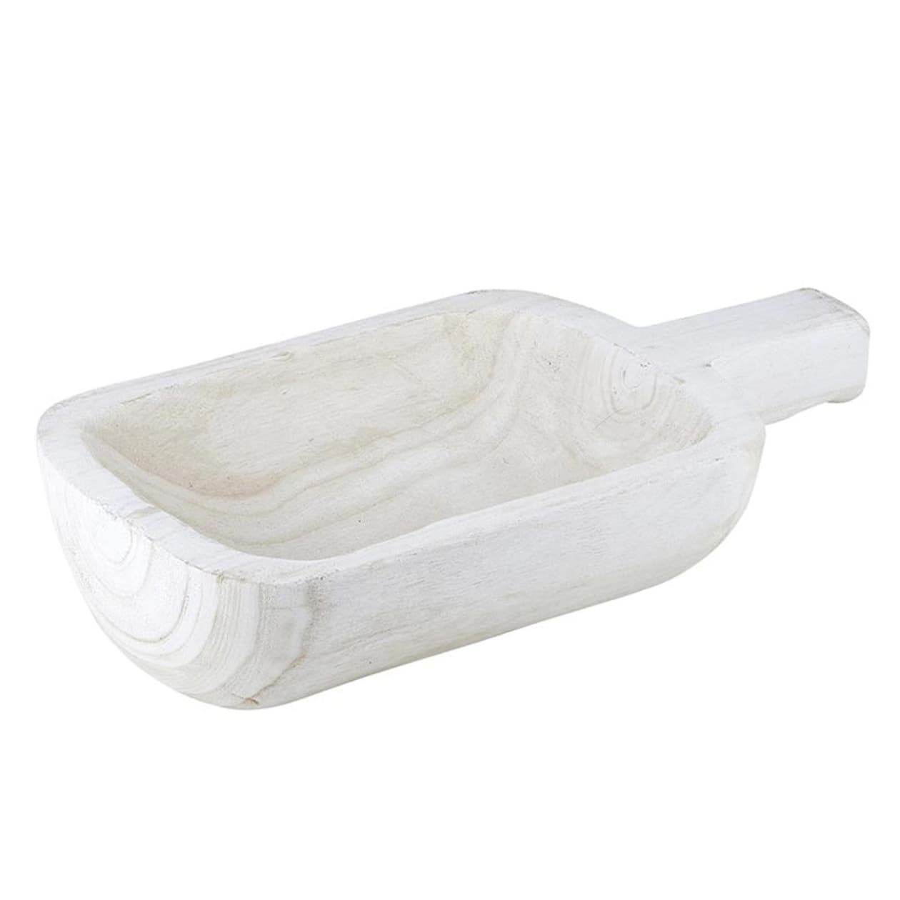 Paulownia Single Handle Bowl White | Entryway Bowl for Keys