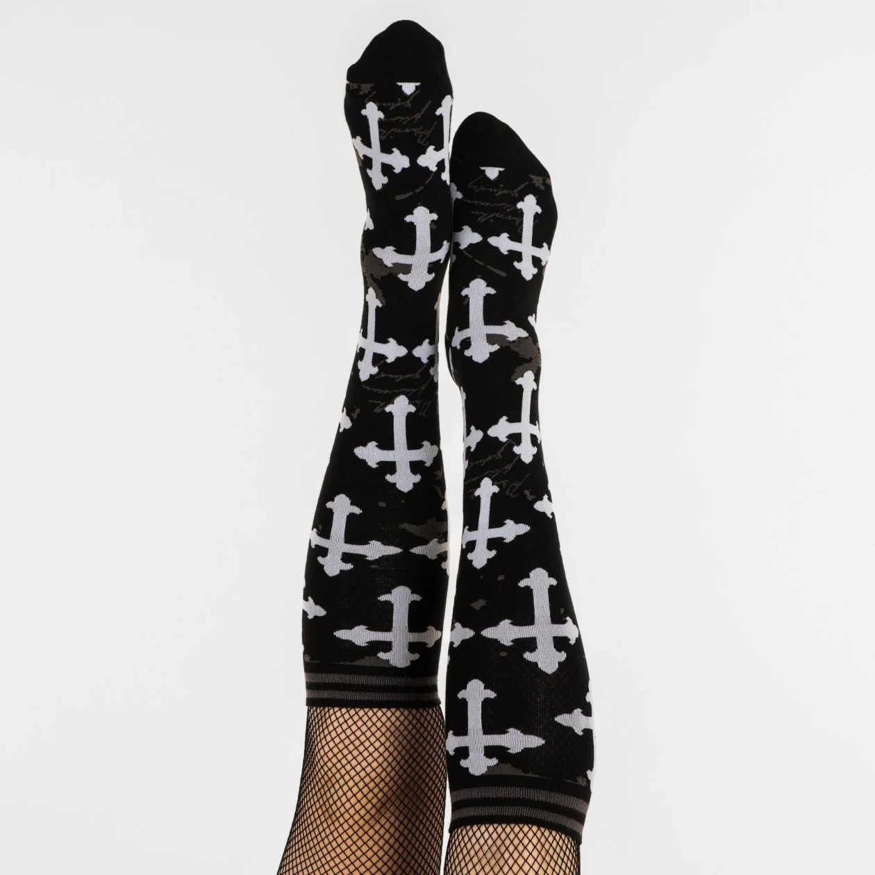 Gothic Crosses Knee High Socks