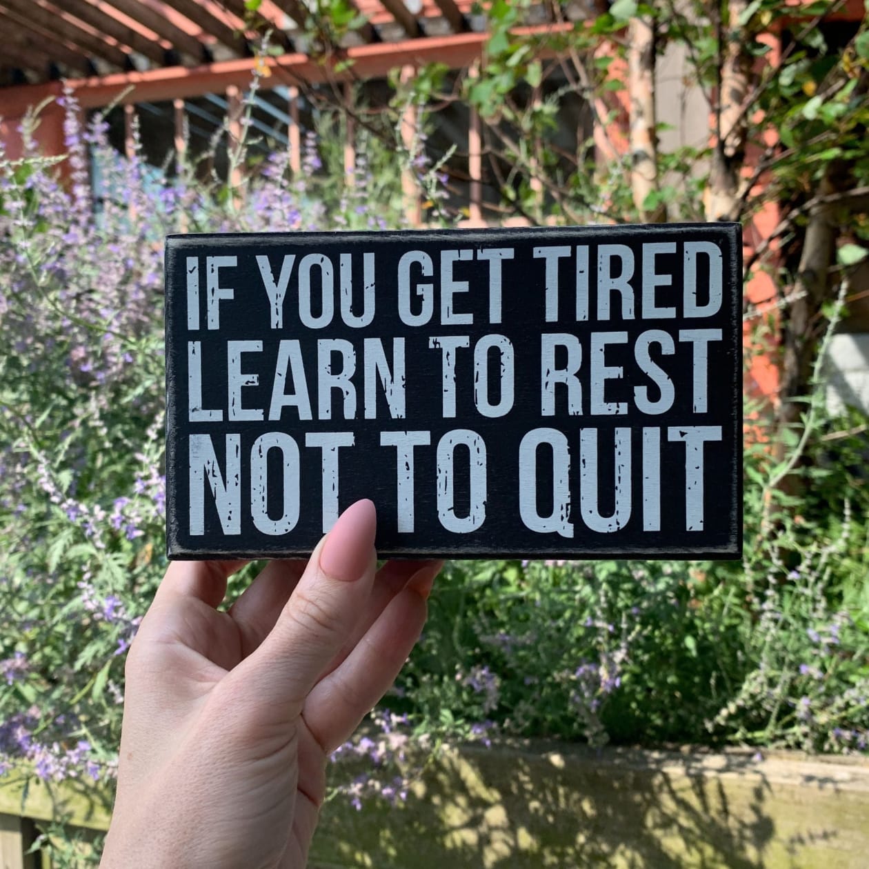 Learn To Rest Not To Quit Box Sign | Desk Wall Display Wooden Box Sign | 6.50" x 3.75"