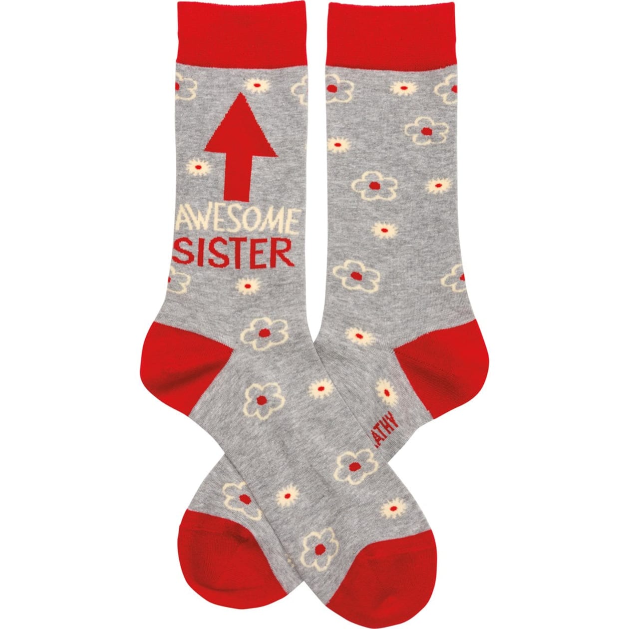 Awesome Sister Socks in Red and Gray