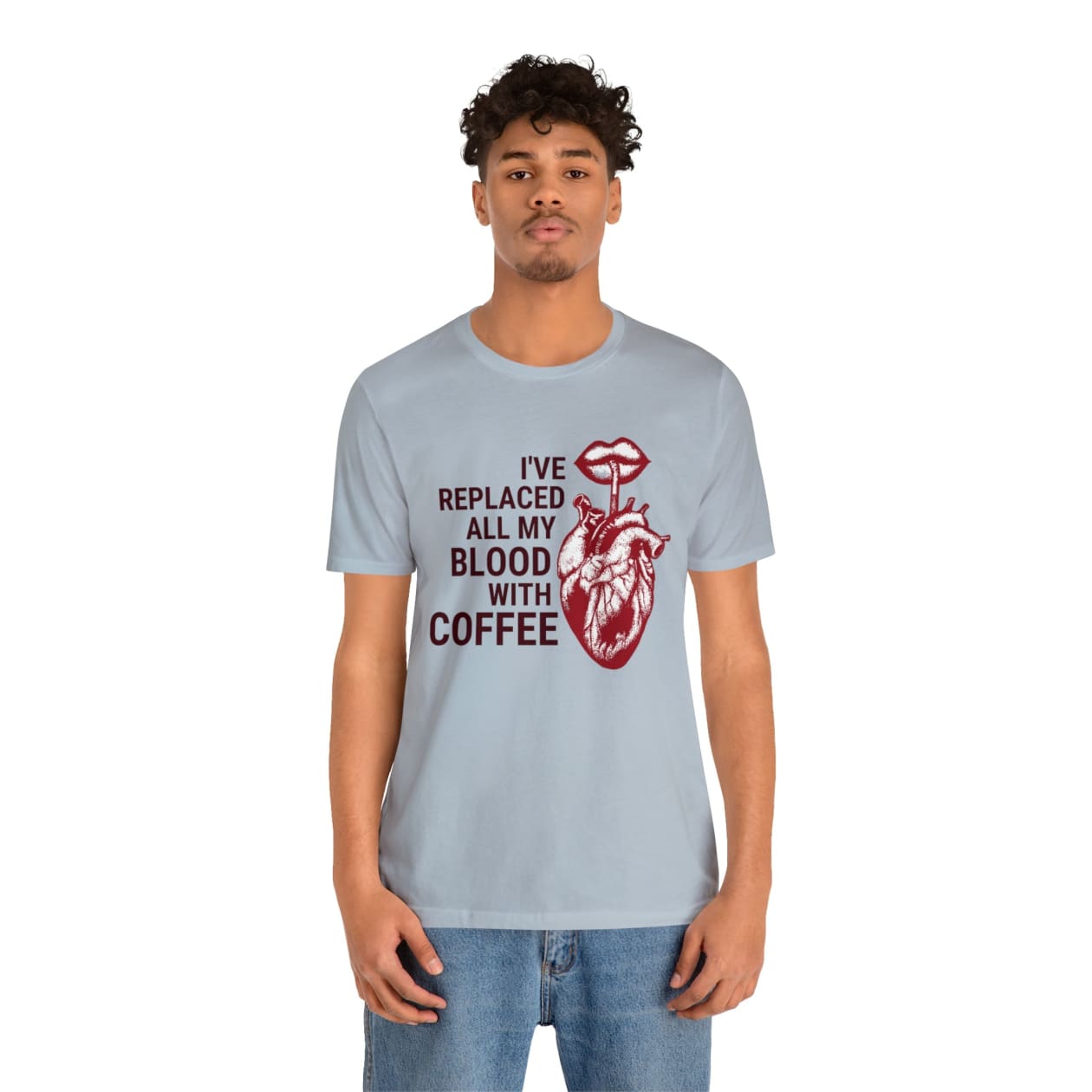 I've Replaced All My Blood With Coffee Jersey Short Sleeve Tee [Multiple Colors and Sizes]