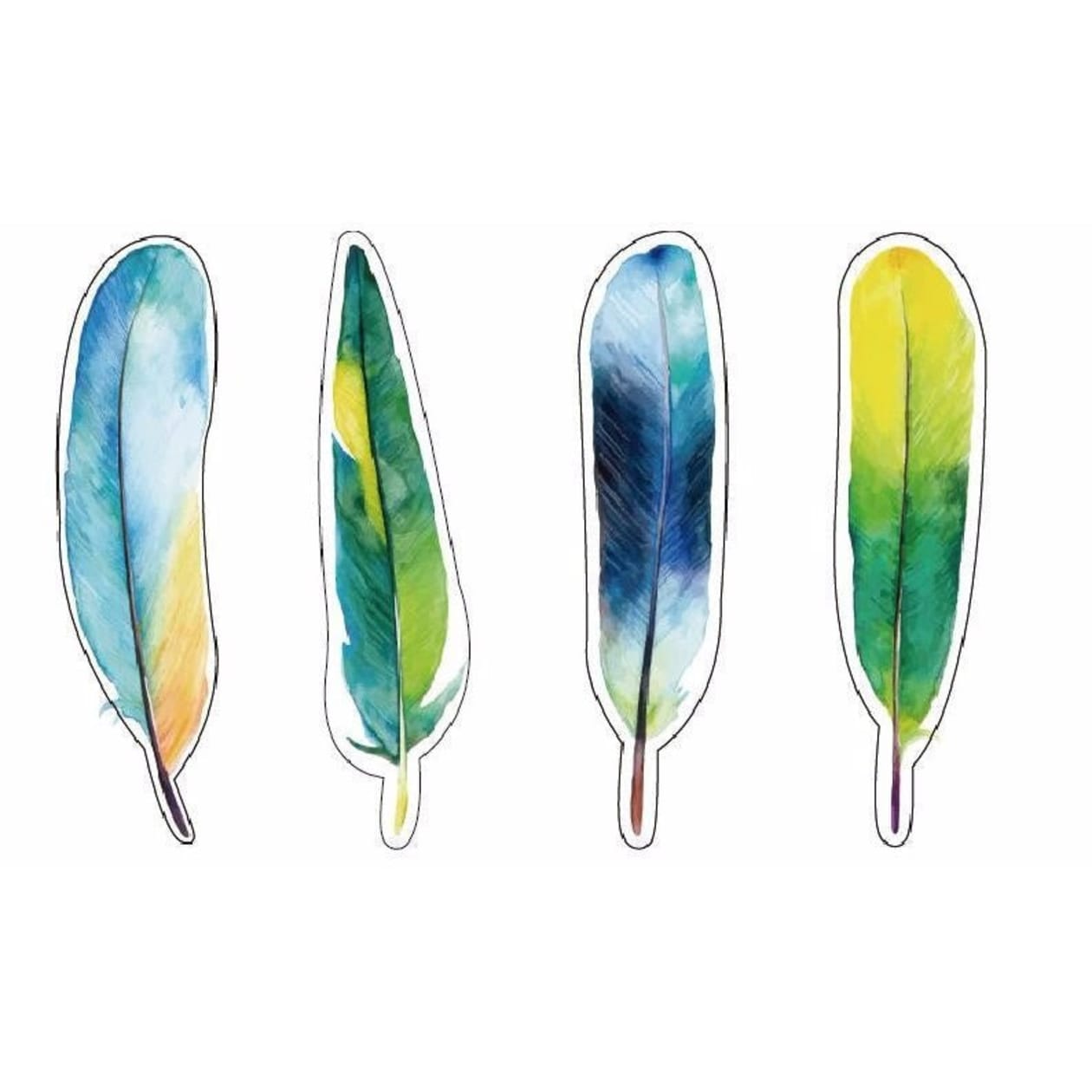 30-Pack of Watercolor-Style Feather Bookmarks