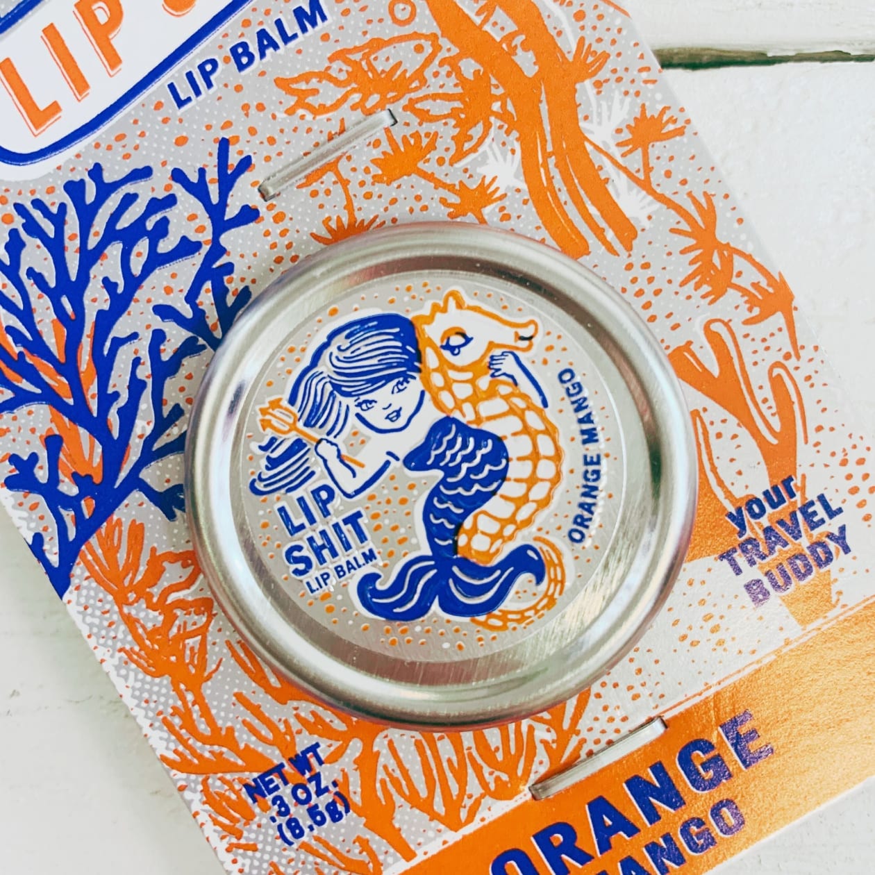 Lip Shit Lip Balm in Orange Mango Beeswax Formula | Lip Moisturizer in Tin | .3oz | BlueQ at GetBullish