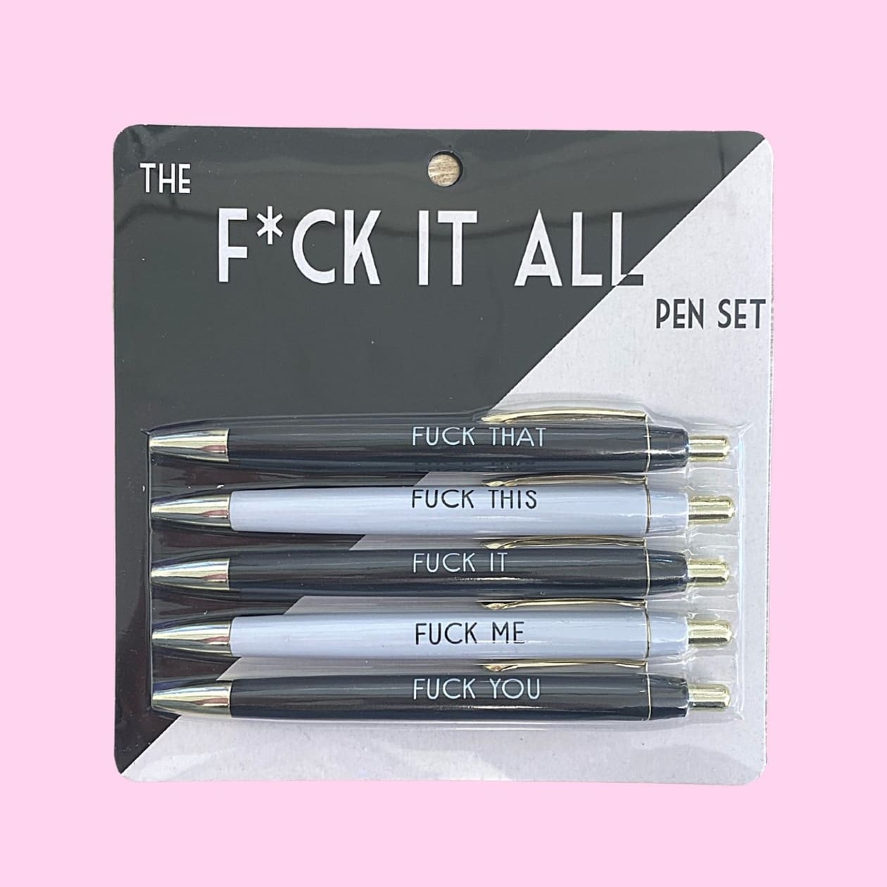 Fuck It All Pen Black Ink Pen Set - 5 Pens with Gold HardwareFun Club
