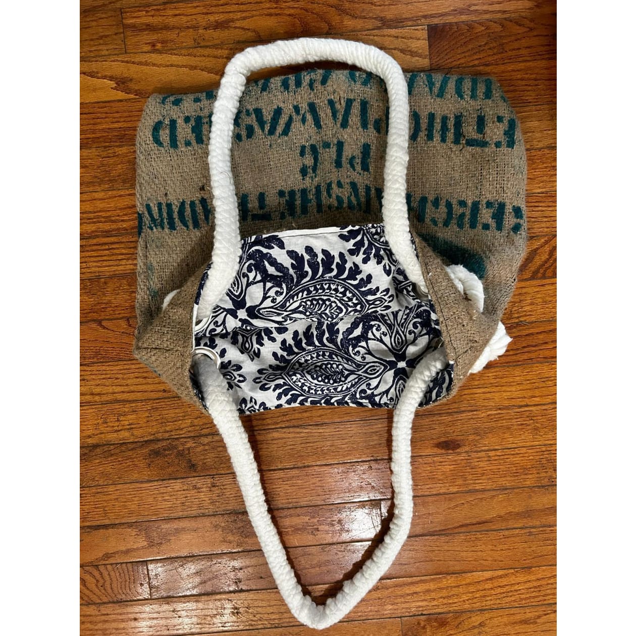 Handmade Burlap Tote Bag