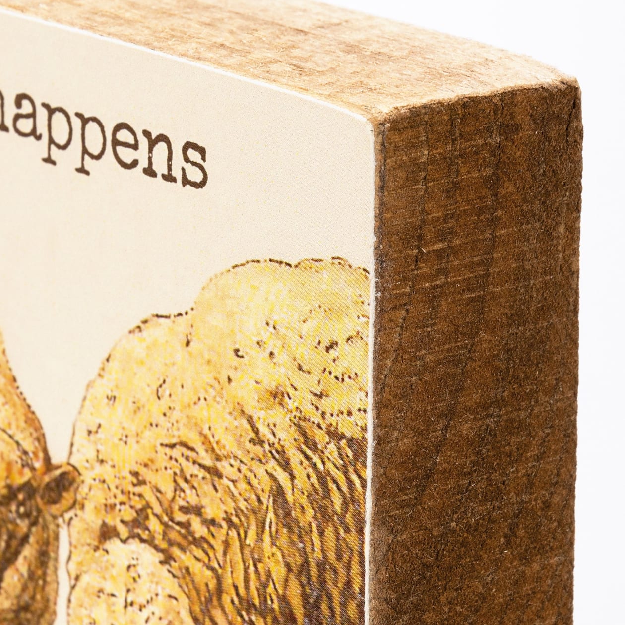 Sheep Happens Block Sign | Desk Wall Wooden Sign Decor | 4" x 4"