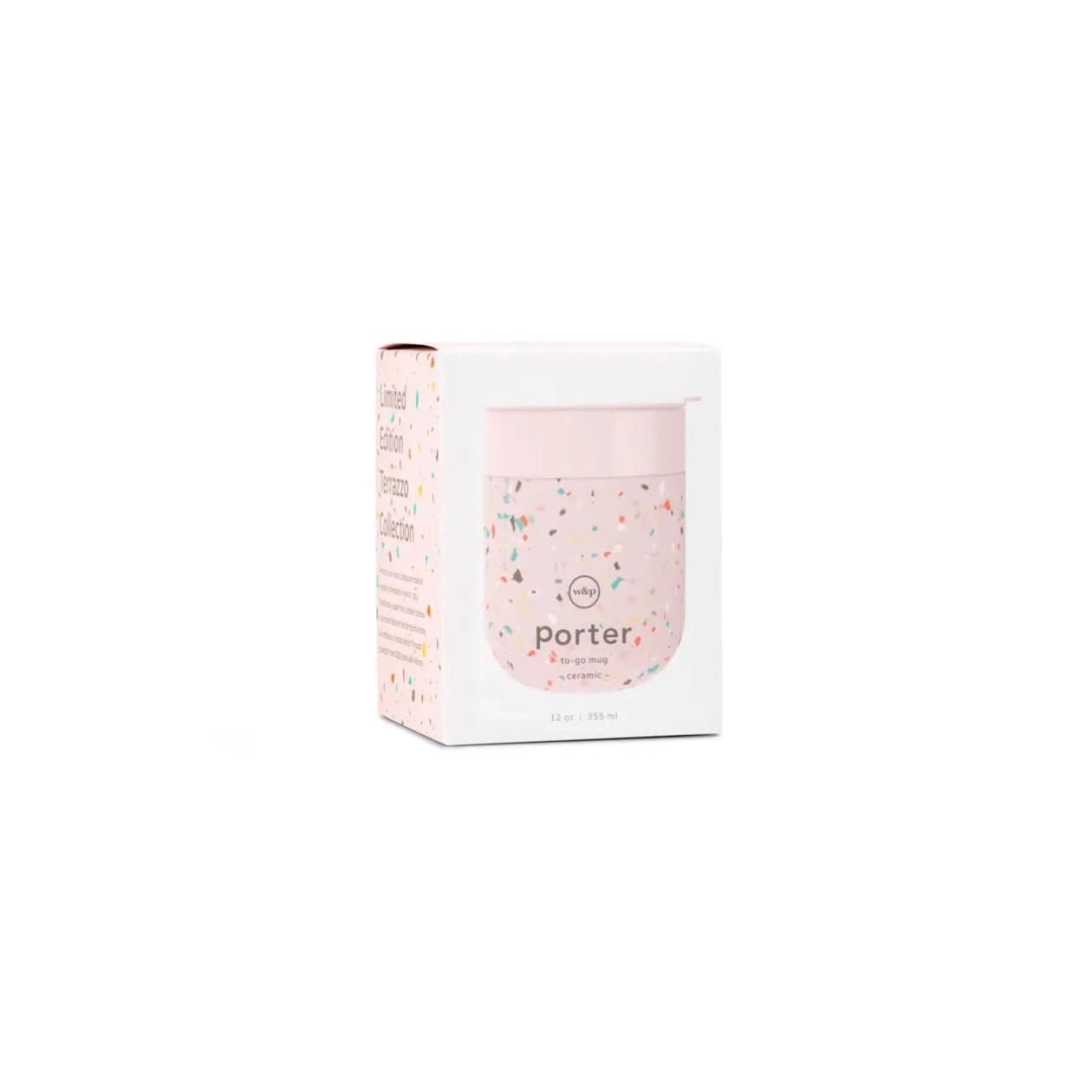 Terrazzo Porter 12 oz Mug In Blush | 4.4" x 3" x 3" Food Safe Silicone