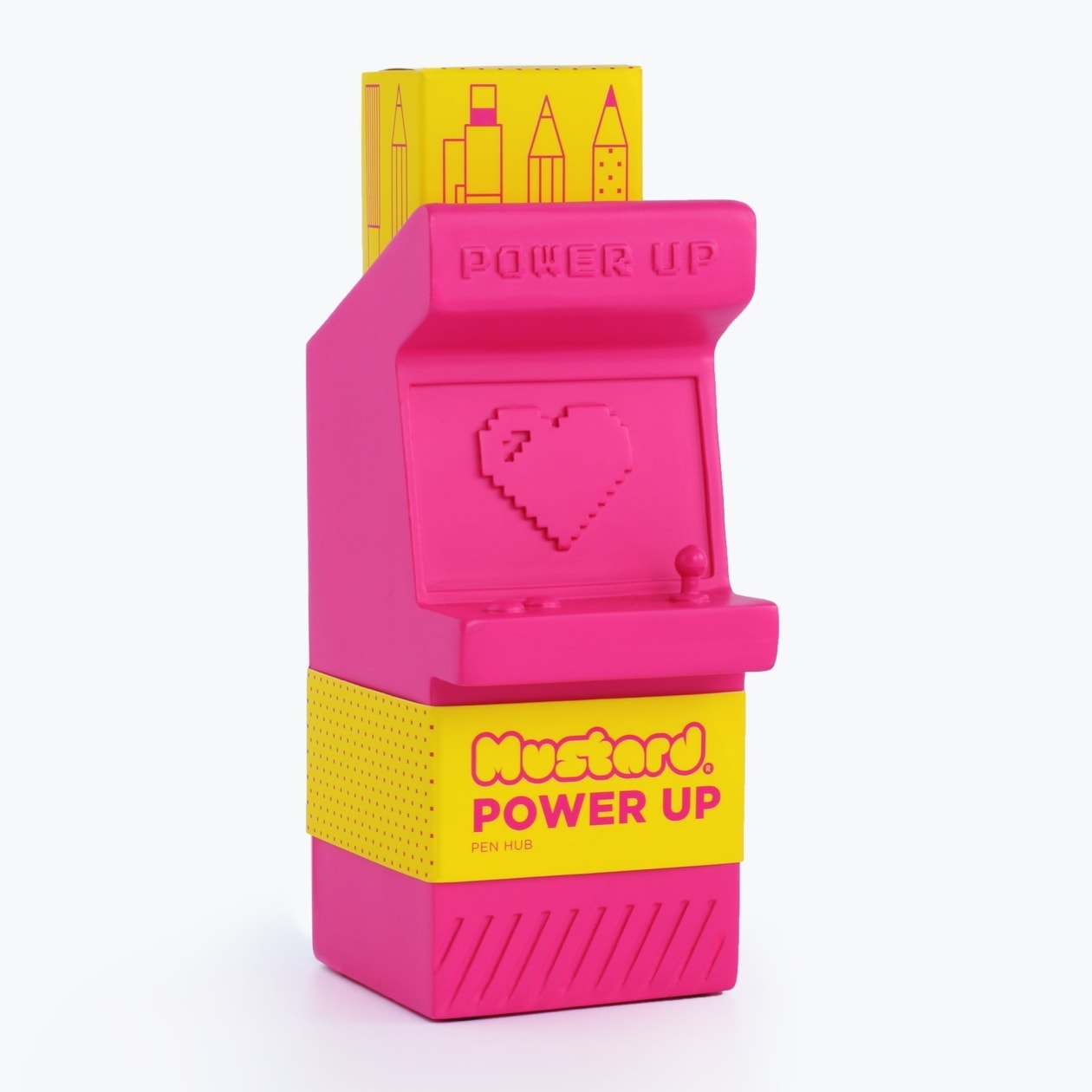 Power Up Retro Arcade Style Pen Pot | Pencil Cup in Hot Pink