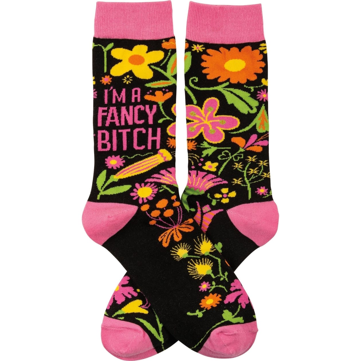 I'm A Fancy Bitch Funny Floral Crew Socks