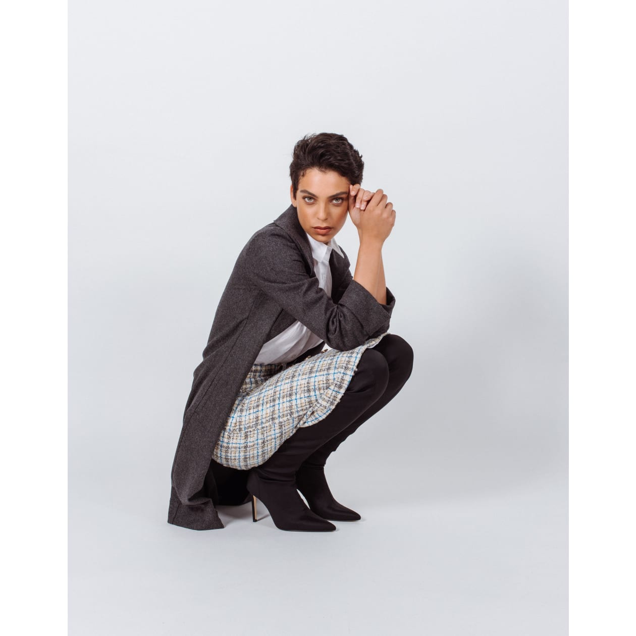 Worsted Flannel Long Trench Coat - Gray