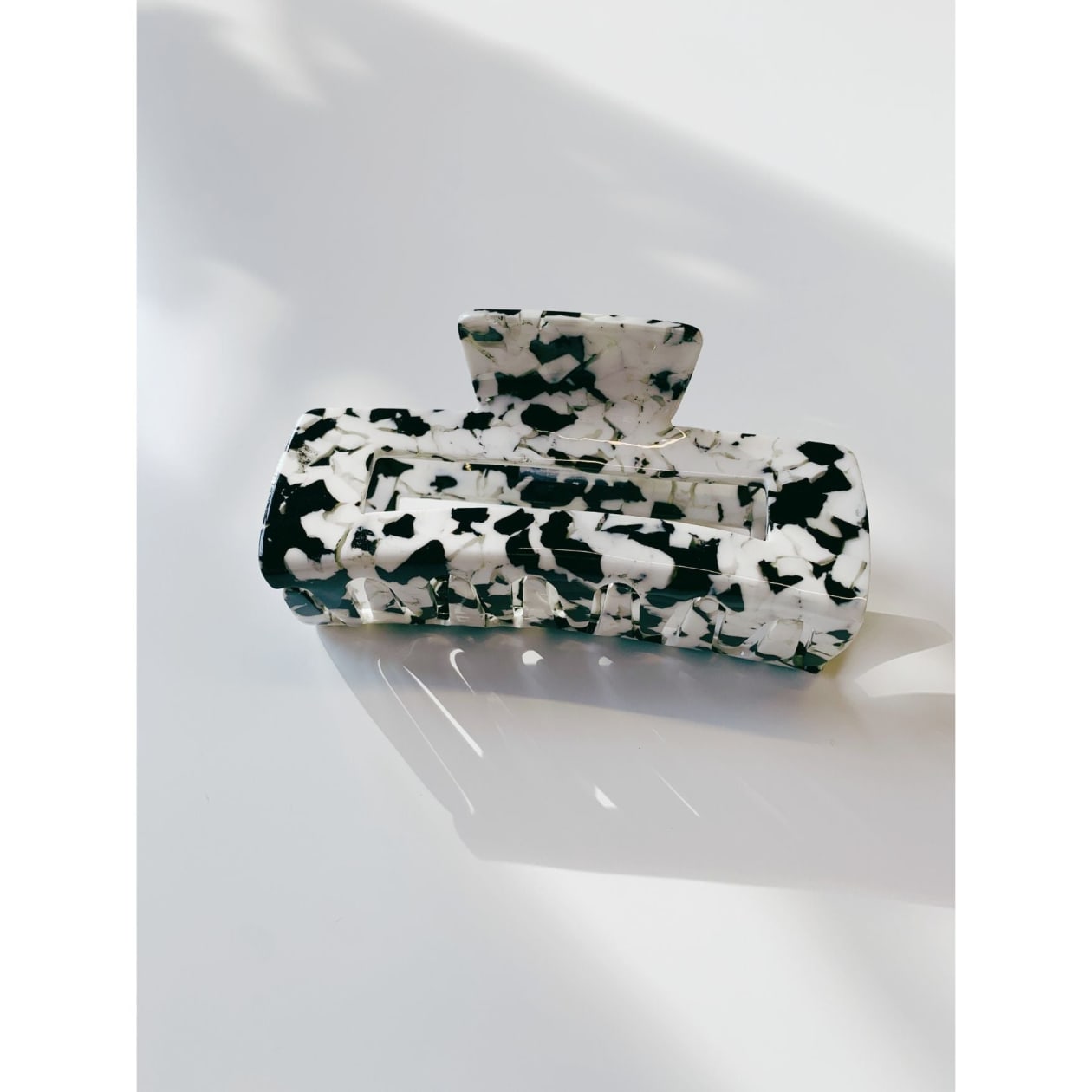 Velvet Claws Hair Clip | The Diana in Black and White Marble | Claw Clip in Velvet Travel Bag