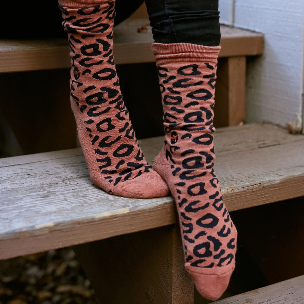 Men's Socks That Protect Cheetahs - Rust Leopard Print | Fair Trade | Fits Men's Sizes 8.5-13