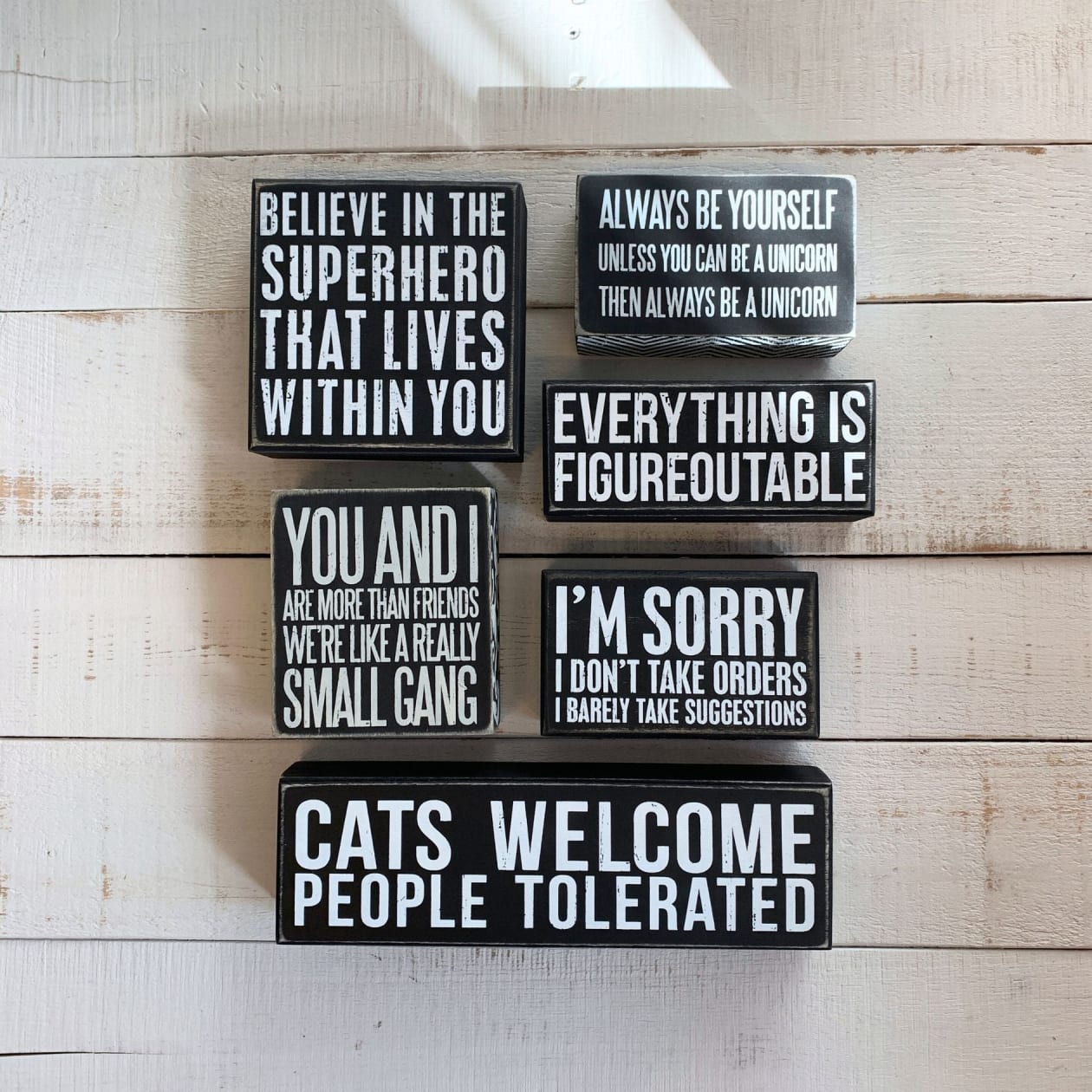 Cats Welcome Wooden Box Sign, Funny/Rustic/Modern Quote Wall Art, Living/Dining/Bedroom, Cute Farmhouse Decor