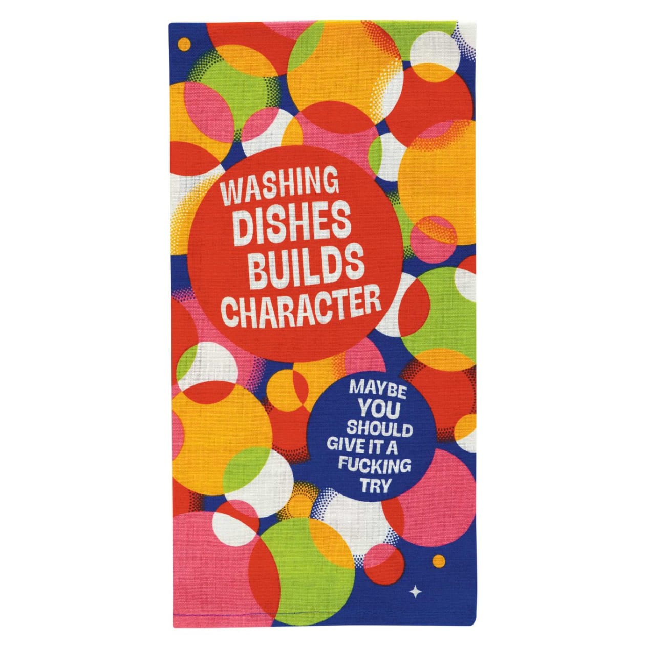 Washing Dishes Builds Character Screen-Printed Dish Towel | Kitchen Tea Hand Cotton Dish Cloth |  28" x 21" | BlueQ at GetBullish