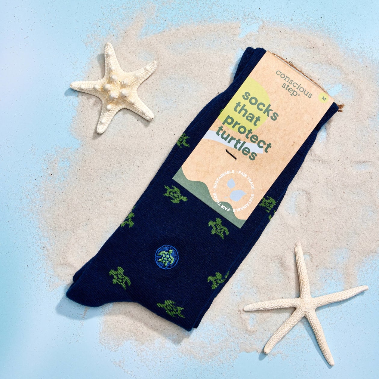 Men's Socks that Protect Turtles in Navy | Fair Trade | Fits Men's Sizes 8.5-13