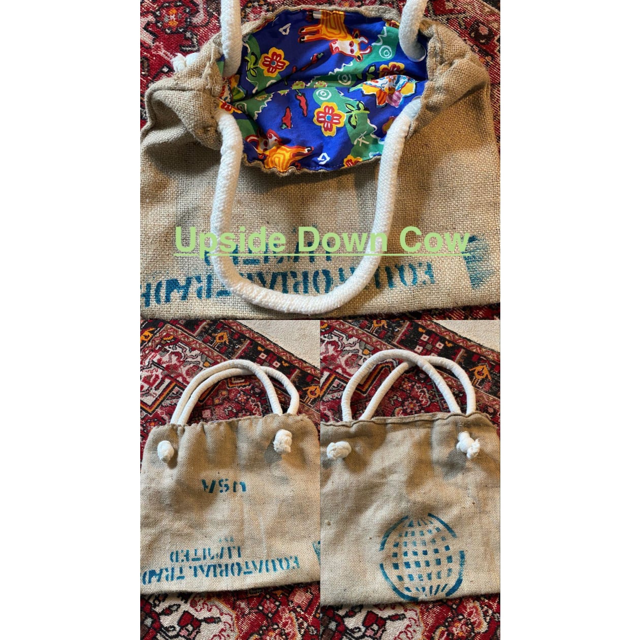 Handmade Burlap Tote Bag