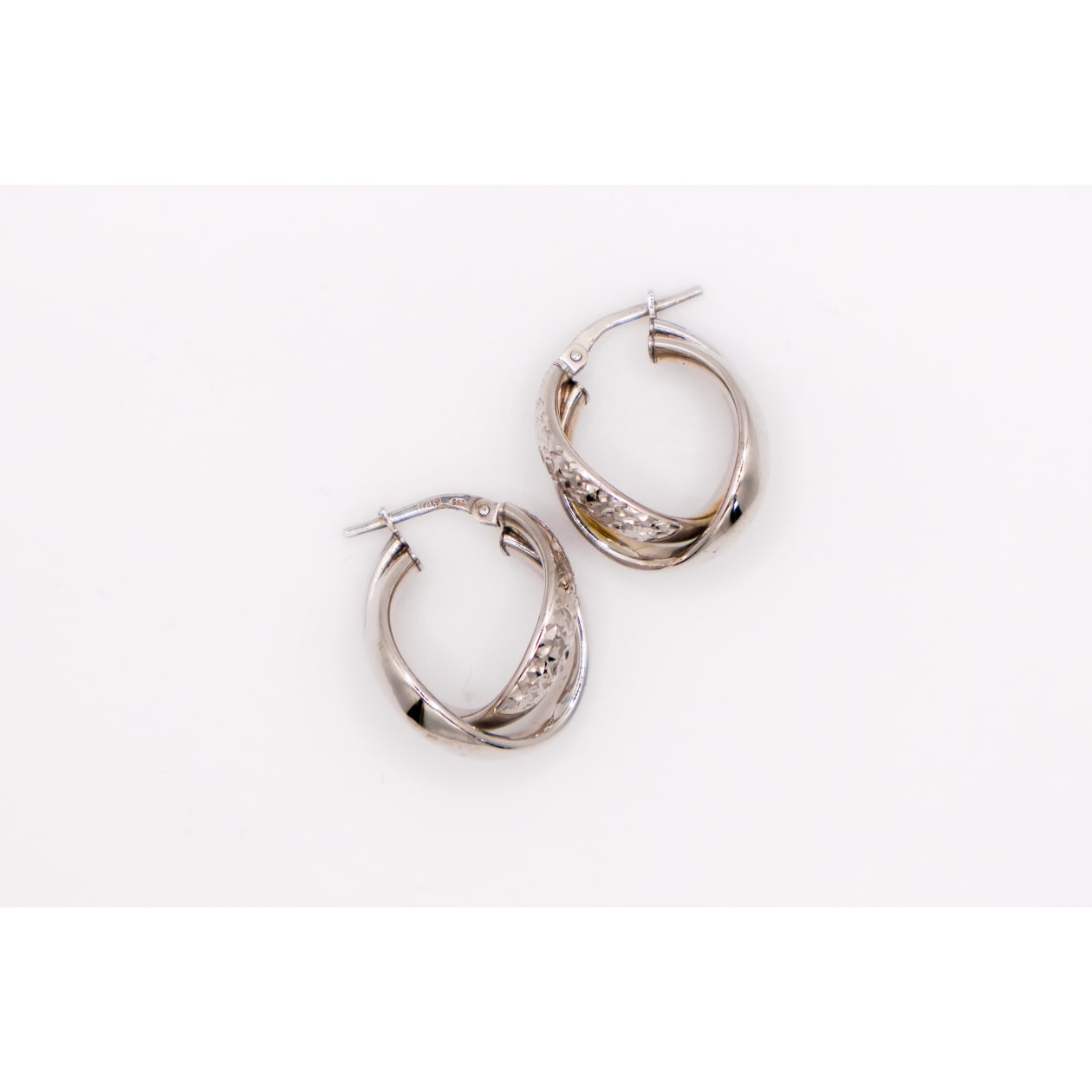 Italian Twisted Duo Silver Hoop Earrings