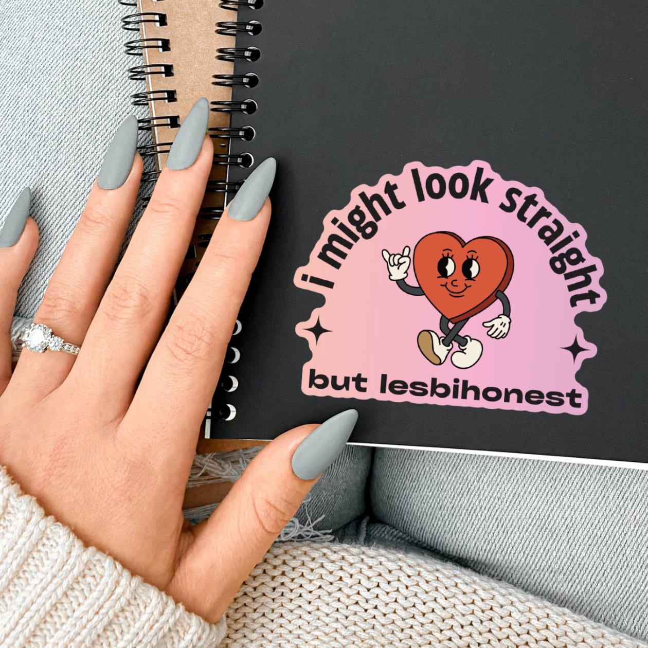 I Might Look Straight But Lesbihonest Heart Sticker | Vinyl Die Cut Decal | LGBT Pride