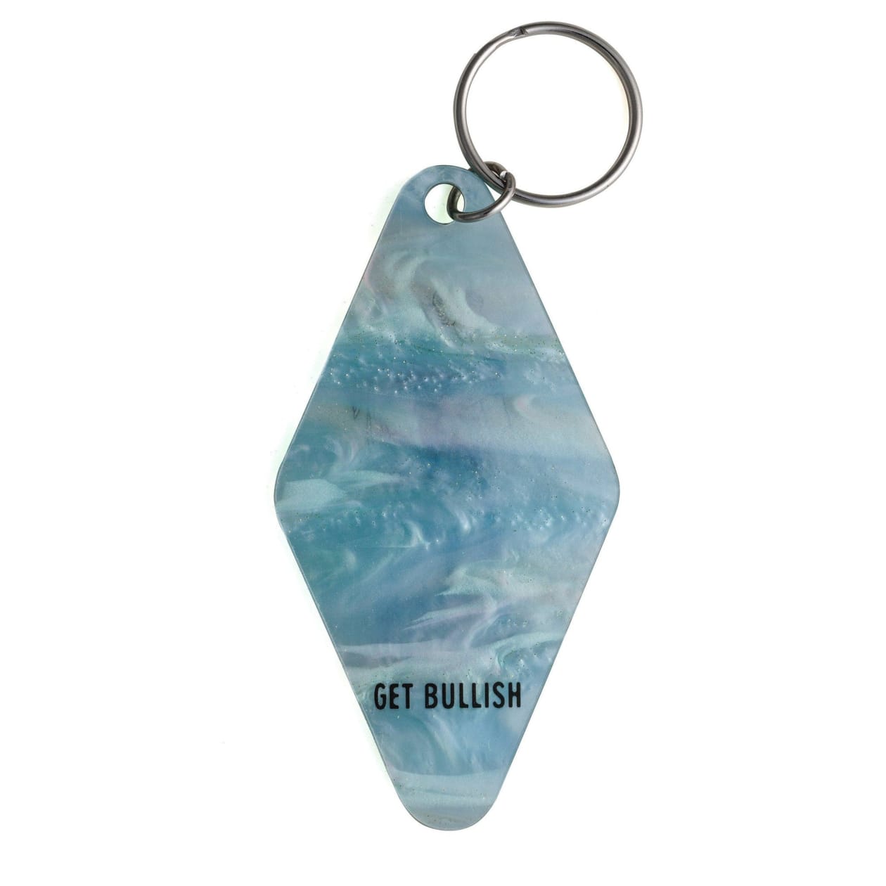 I Am My Own Muse Goddess Motel Keychain in Pearl Blue Marble