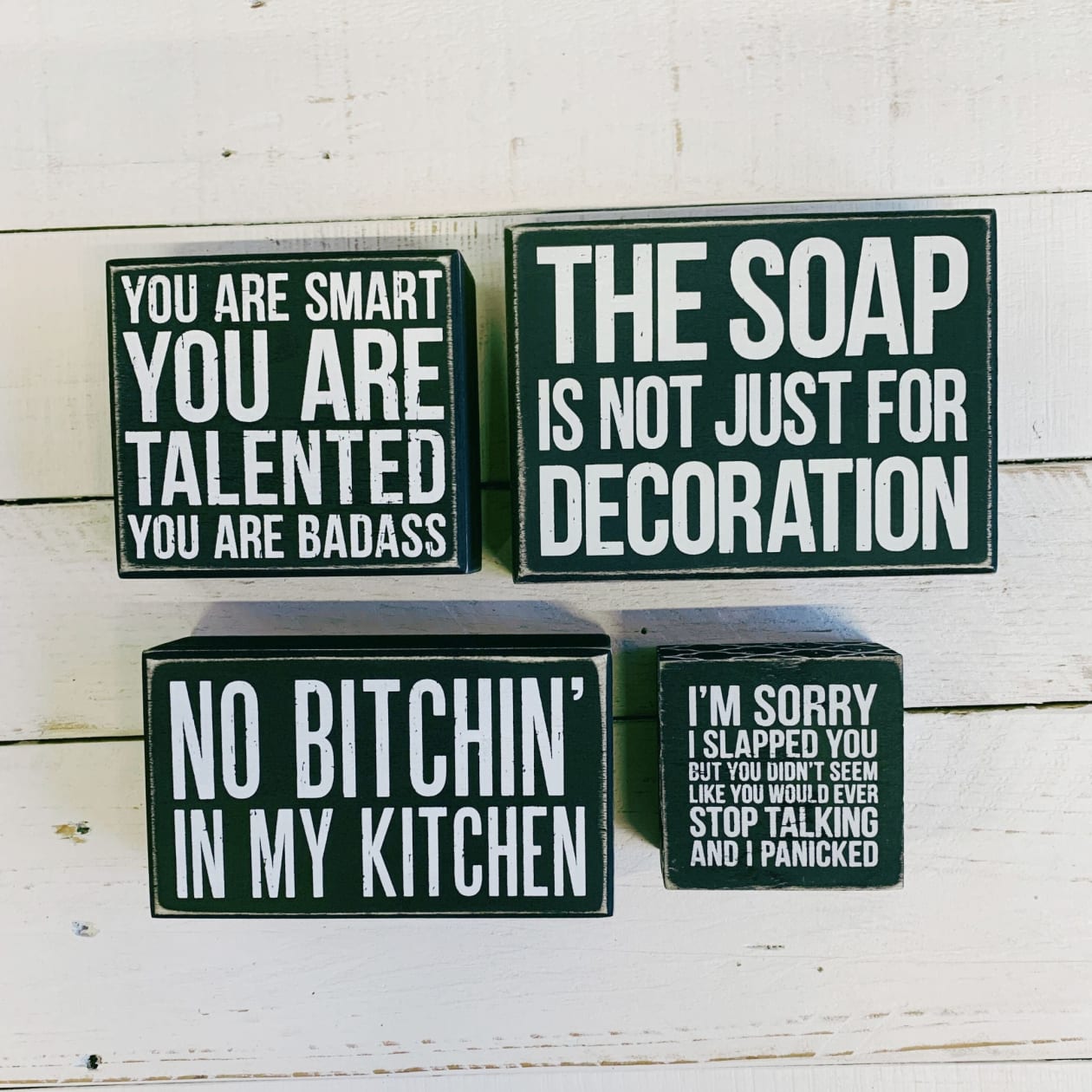 No Bitchin' In My Kitchen Box Sign | Funny Kitchen Decor |  6" x 3.50"